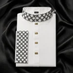 Hibban Fashion Exclusive China Stitch Panjabi - Elegant White